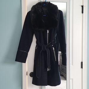 I.N.C. Navy and black plaid wool coat